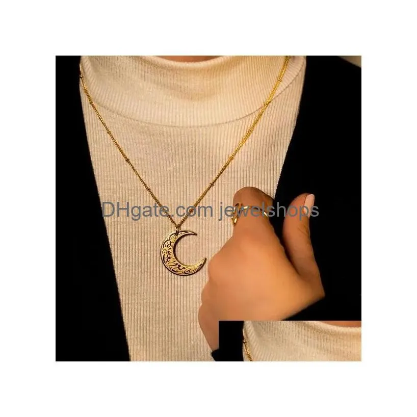 new fashion jewelry tar free 18k gold plated stainless steel arabic moon necklace