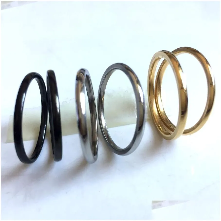 wholesale 30pcs mirro band 2mm mix stainless steel wedding ring comfort fit quality men women finger ring wholesale jewelry