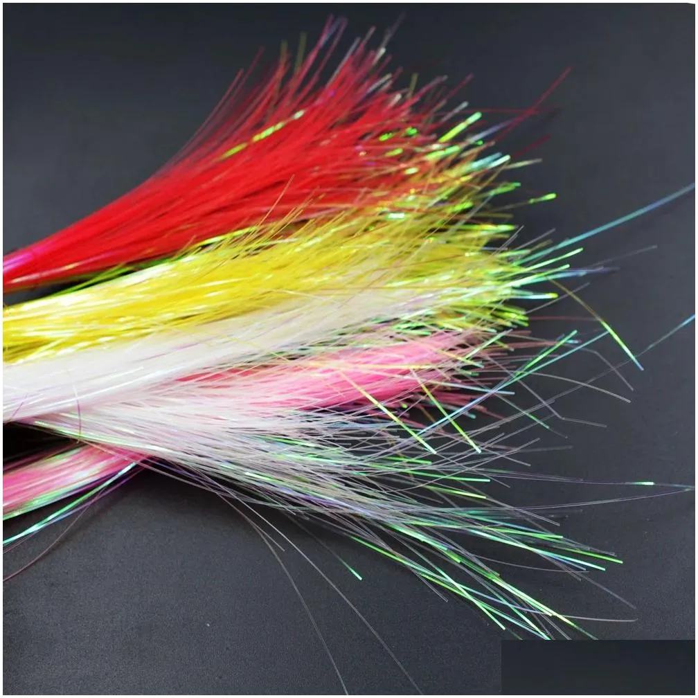 Lures MNFT 40 Packs Flashabou Holographic Tinsel Fly Fishing Tying Glittering Mylar Crystal Jig Hook Lure Making Fly Tying Material