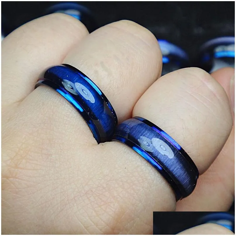 50pcs rainbow blue stainless steel band rings men women fashion charm rings color mix wholesale jewelry lots