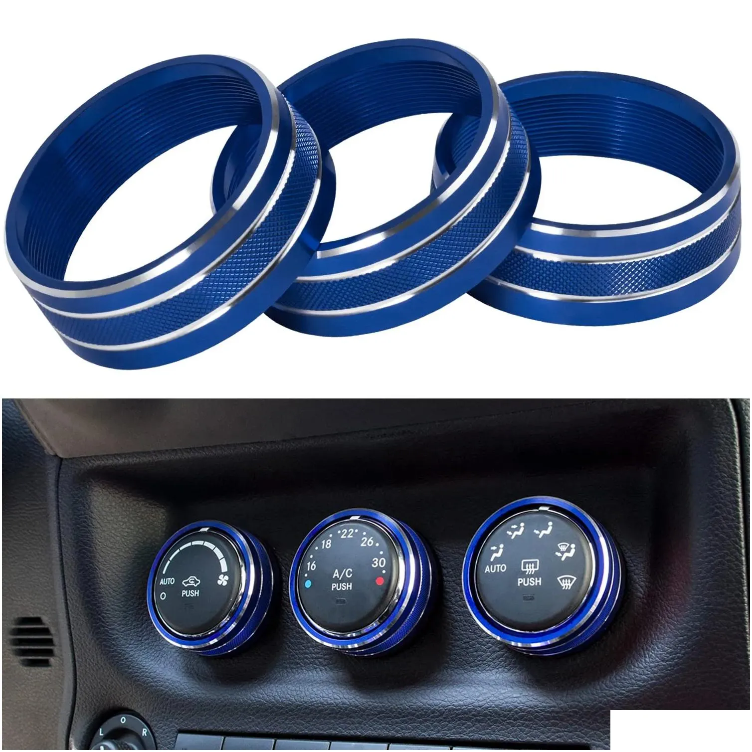 Audio Air Conditioning Button Cover Decoration Twist Switch Ring Trim Interior Accessories for Jeep Wrangler JK 2011-2018/10-17