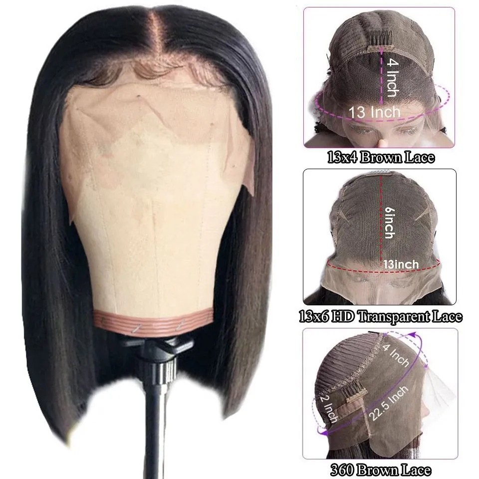 New Bob Wig HD Lace Frontal Wig Straight Hair 13x6 Lace Front Human Hair Wigs Transparent Bob Lace Front Wigs 150 Short Bob