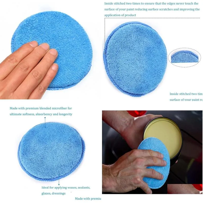 5 Inch Car Waxing Polish Sponges Soft Microfiber Wax Foam Sponge Pads Washing Scratch Remove Auto Care Kit4294502