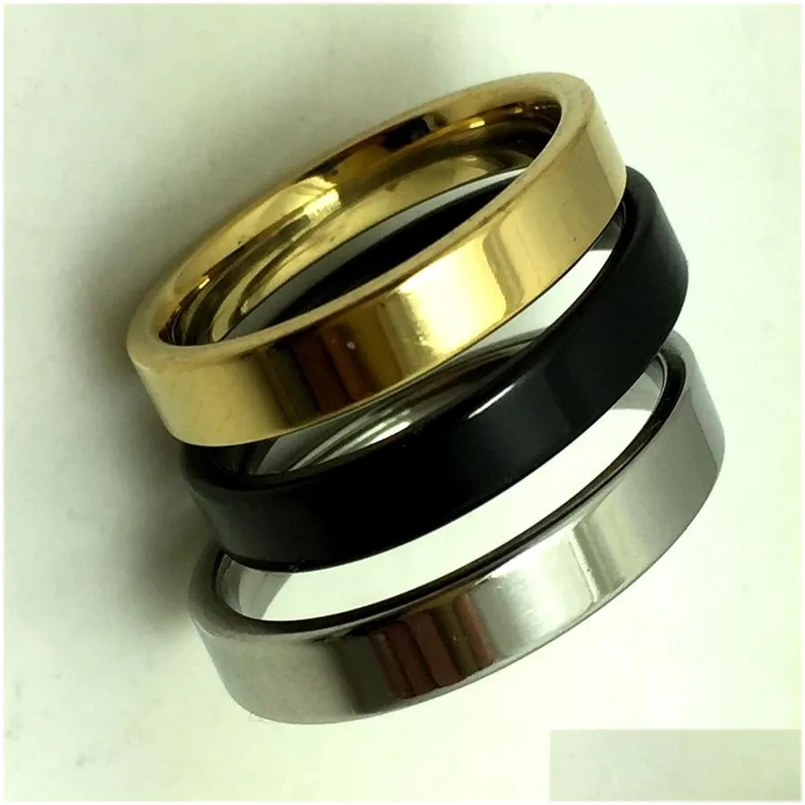 100pcs 4 6 8mm band plain flat fashion stainless steel wedding rings men women classic rings wholesale jewelry lots