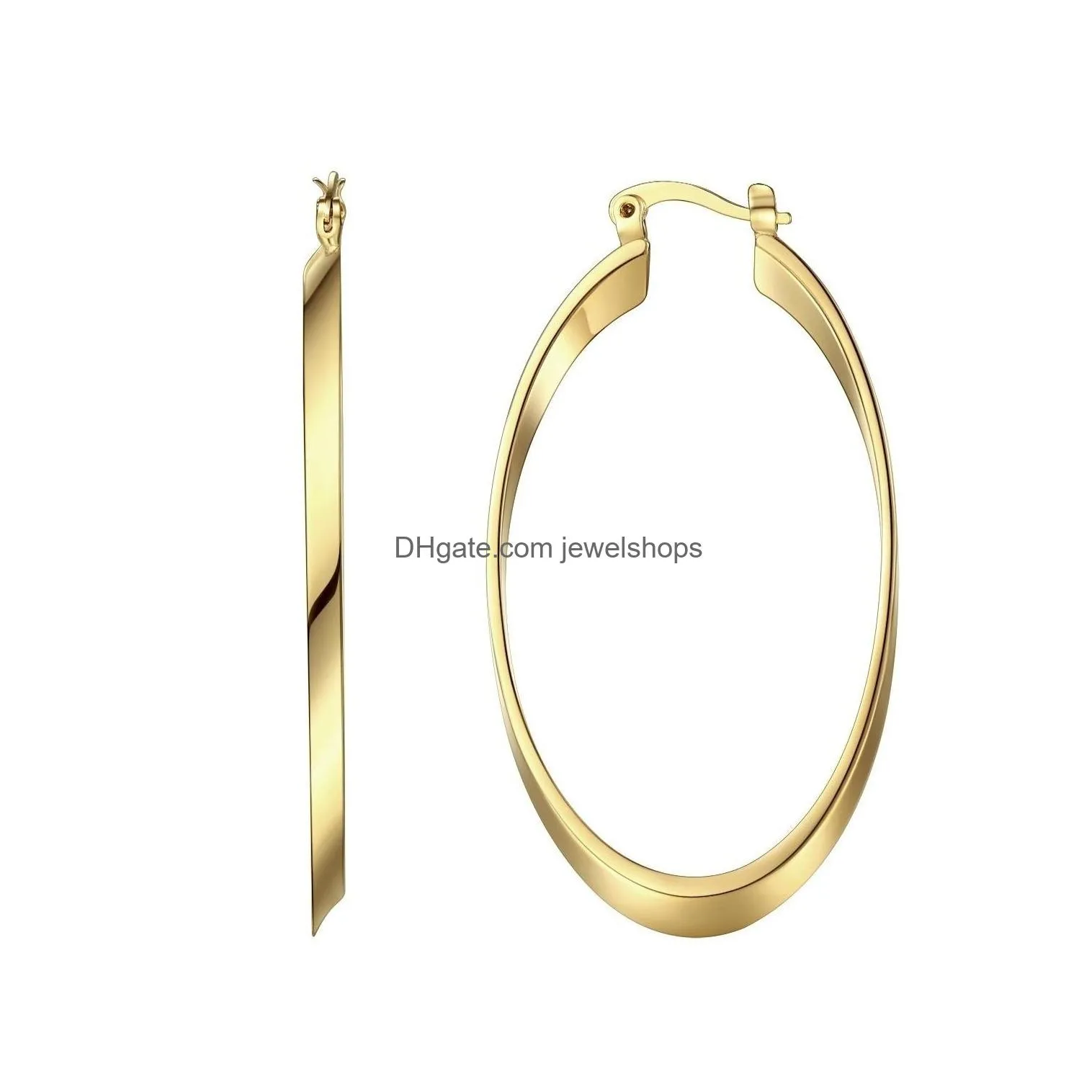 14k solid yellow gold circle hoop earrings jewelry gift for women length approx 58mm width 30mm