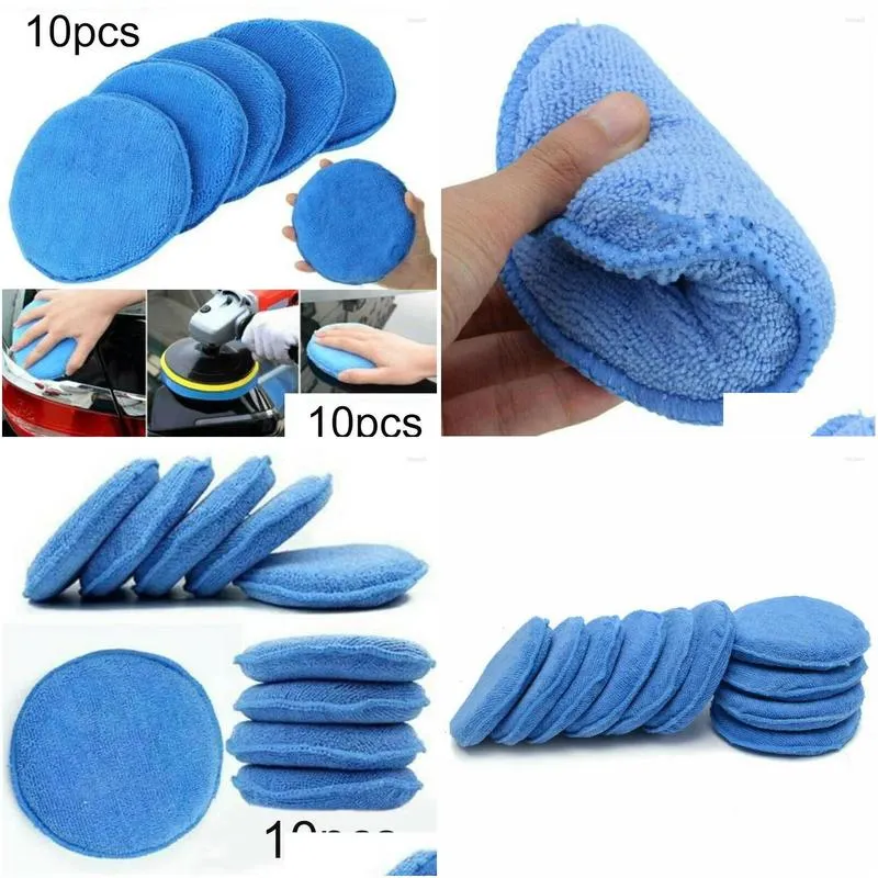 Car Wash Solutions Durable Polishing Pad Wax Foam Sponge Replacement Cleaning Kits Equipment Microfiber 10pcs Supplies