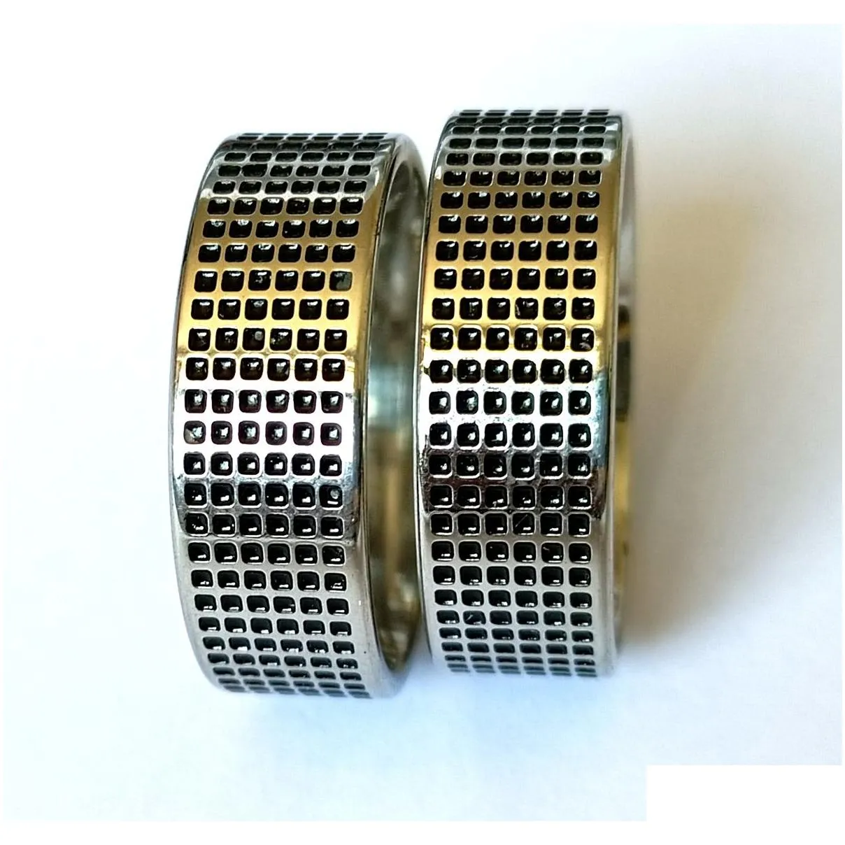 36pcs men`s punk bands ring male female 8mm comfort-fit stainless steel rings black oil filled man jewelry wholesale lots