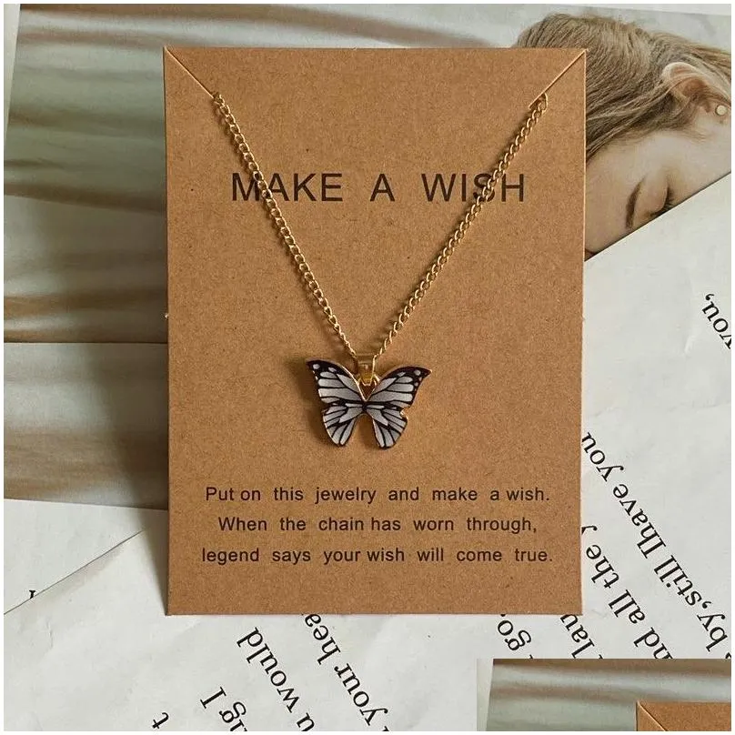 fashion women necklace korea style new butterfly pendant necklace gift for girl cute lovely neck jewelry