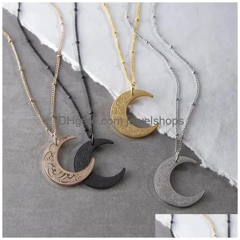 new fashion jewelry tar free 18k gold plated stainless steel arabic moon necklace