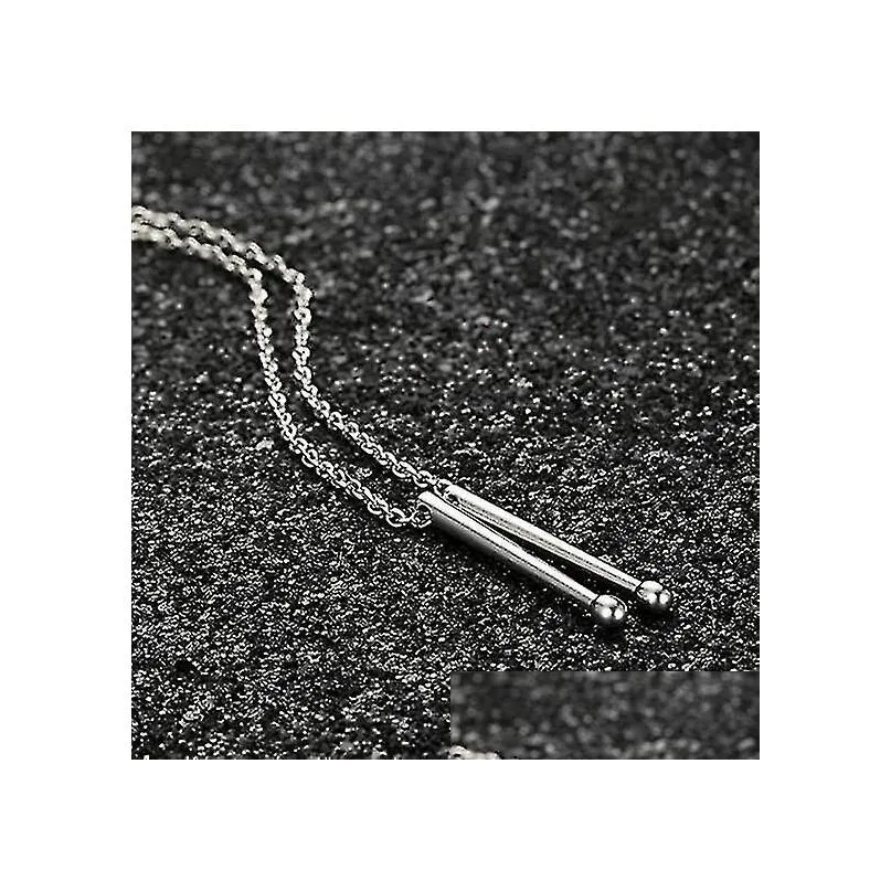 rock drumstick pendant necklace for men drummer gifts stainless steel drum stick necklaces