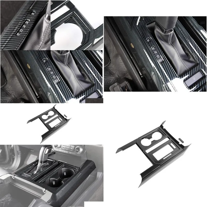 for F150 ABS Carbon Fiber Center Console Gear Shift Cup Holder Trim for 2015 2016 2017 2018 2019 2020 Ford F150