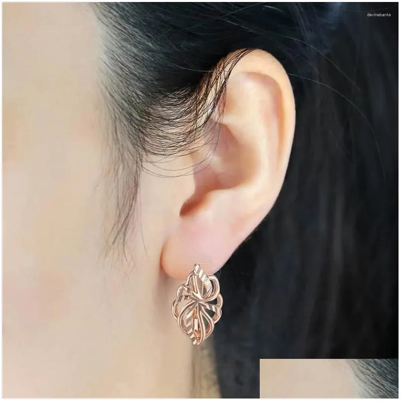 Dangle Earrings Davieslee 585 Rose Gold Color Elegant For Women Flower Shaped Fashion Jewelry Arrival Wedding Party Gifts DGE164A