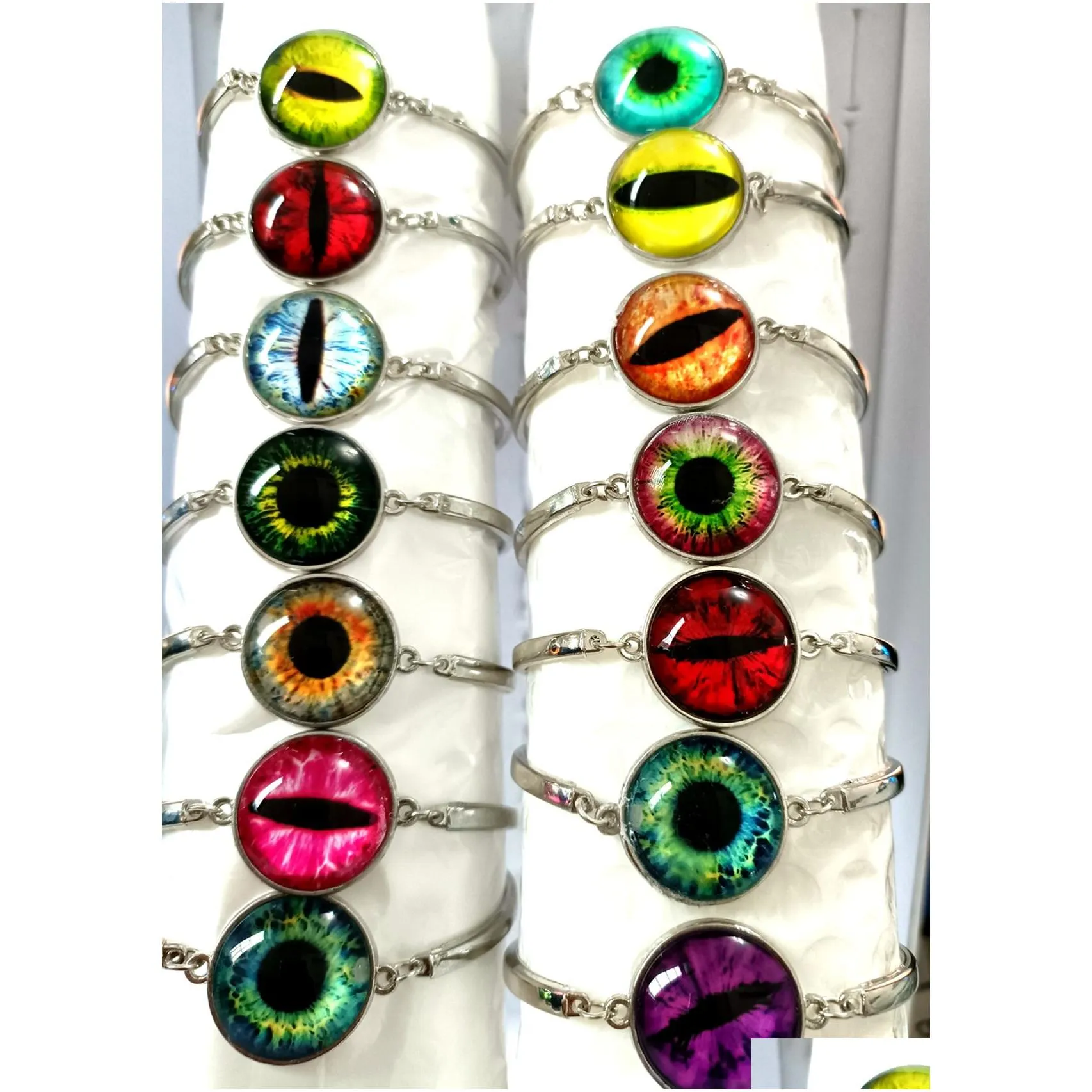 wholesale 10pcs top women charm silver alloy eyeball bracelets wristands bangles birthday party favor