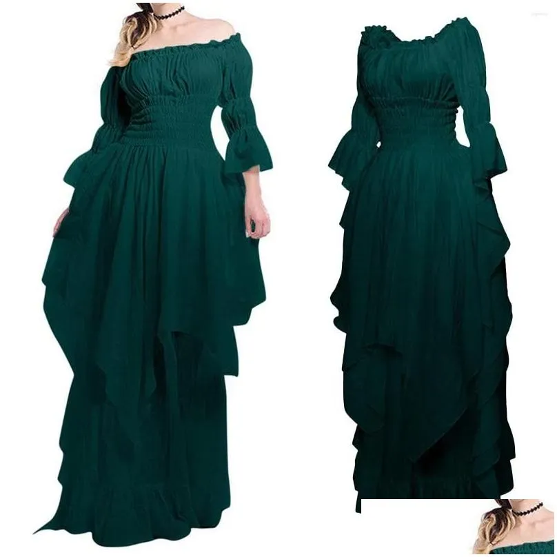 Casual Dresses Vintage Victorian Medieval Dress Women Renaissance Gothic Cosplay Halloween Costume Prom Princess Gown Party Drop Del Dhiwn