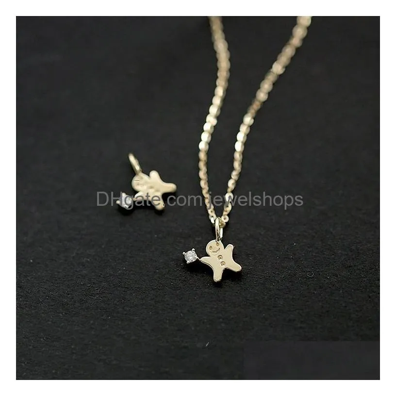 s925 gingerbread man pendant exquisite design sense childrens interest christmas women nnecklace jewelry