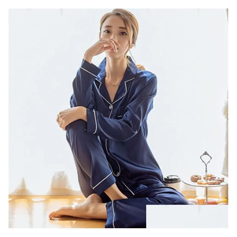 Womens Underwear Silk Satin Pajamas Pyjamas Set Sleepwear Couple Pajama Suit Female Sleep Two Piece Sets Men Loungewear Plus Size