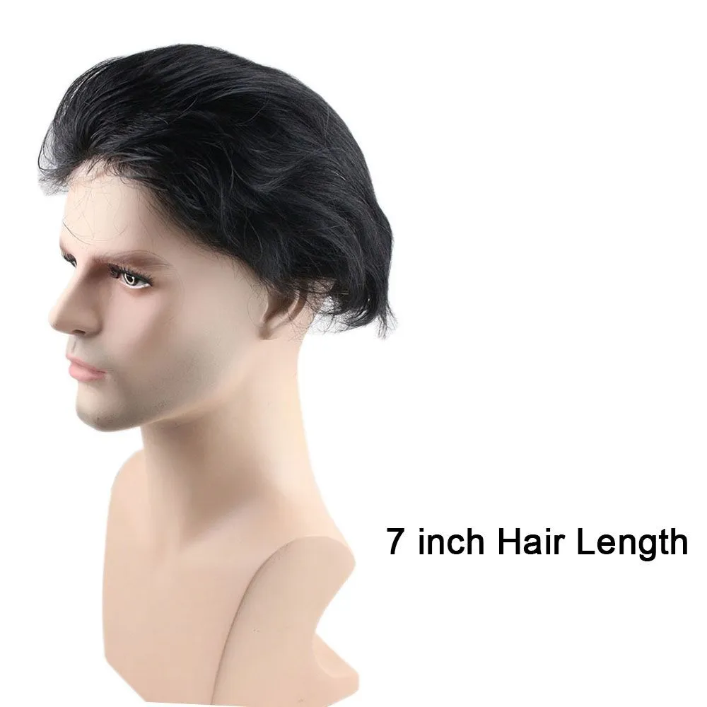 Long Mens Toupee Hairpiece Mono Lace With PU Replacement Men Toupee Wig Straight Brazilian Remy Human Hair 10quot x 8quot Toup8199834