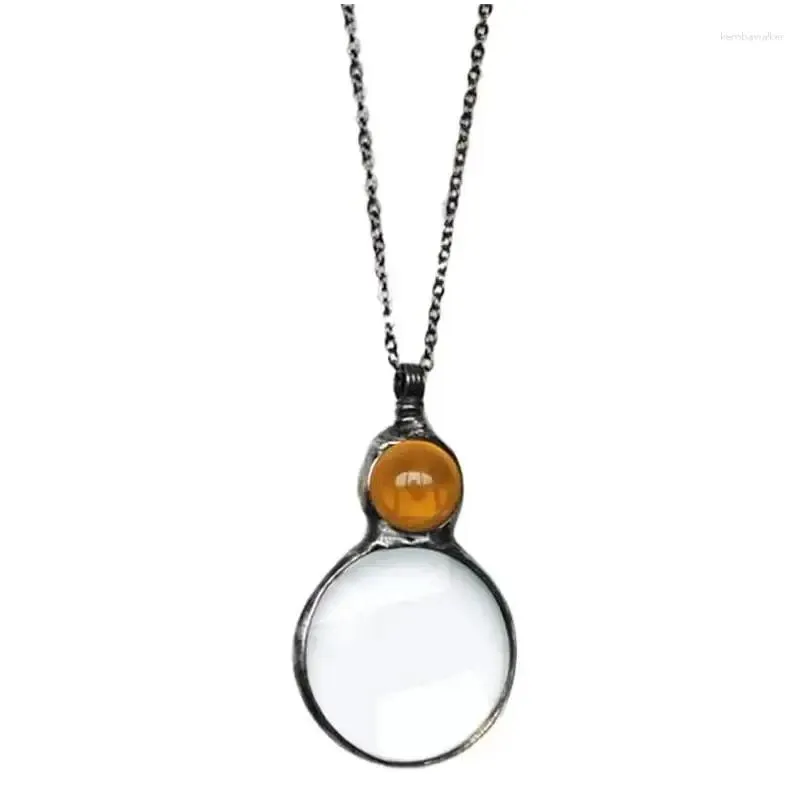 Pendant Necklaces Magnifying Glass Necklace Vintage Magnifier Lens For Book Spaper Reading Needlework Jewelry Gift