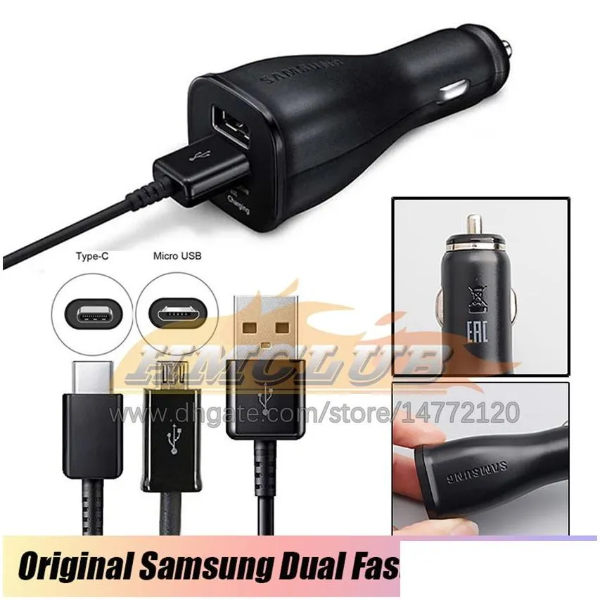 CC433 Car  Dual USB Adaptive Fast Adapter Micro USB Type C Cable For Galaxy s10 s9 s8 Plus S10 Note 10 plus note10 S20