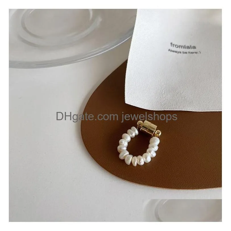 single piece natural pearl tassel ear cuff without piercing ferromagnetic clip for women minimalist earrings
