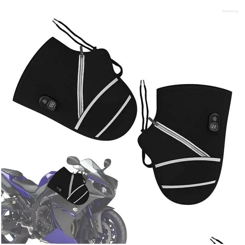 Cycling Gloves Motorcycle Handlebar 3 Heating Modes Snowmobile Muffs With Reflective Strips Cold Weather Gear For Riding