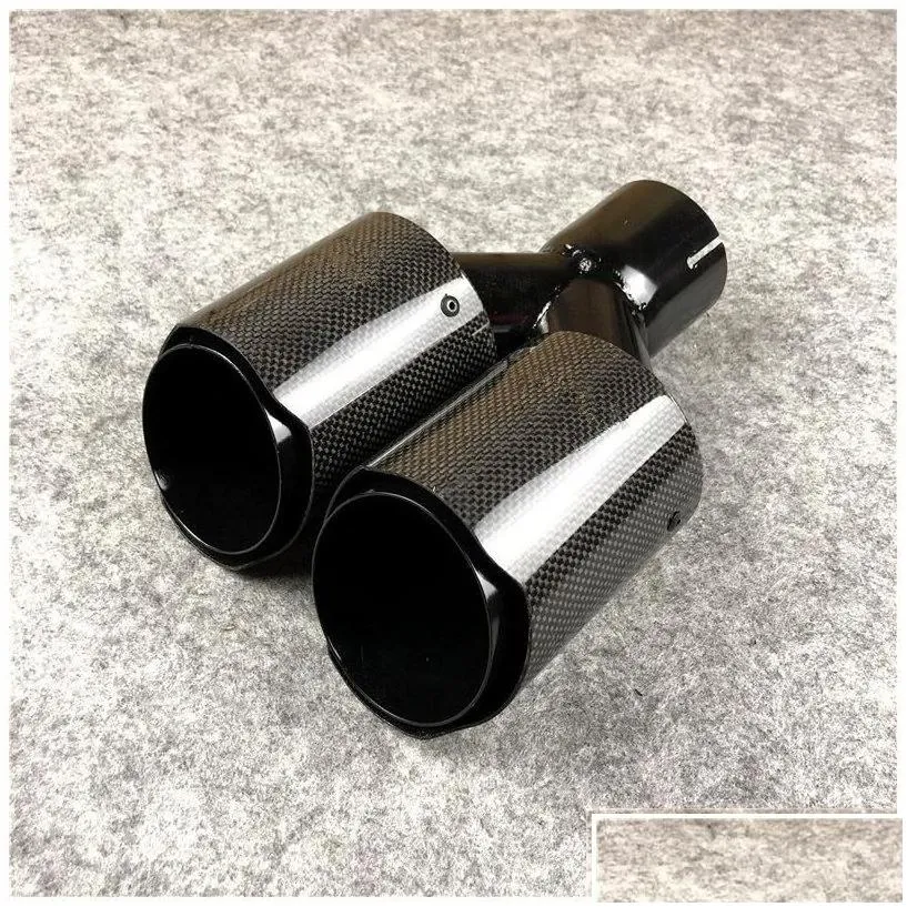 Muffler 1 Pcs Fl Carbon Fiber Add Glossy Black Stainless Steel Exhaust Pipes Akrapovic Car Dual Tips Drop Delivery Mobiles Motorcycl