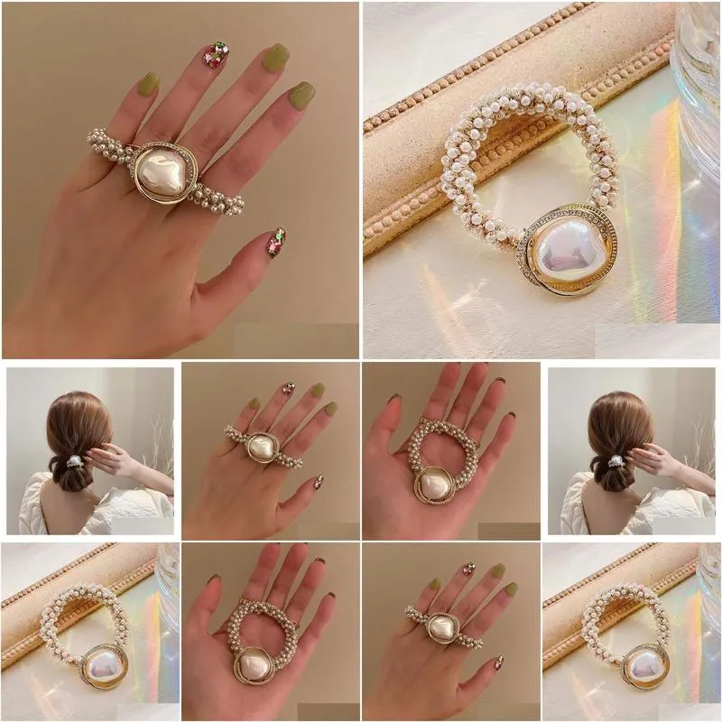 Other Fashion Accessories Heavy Industry Pearl Hair Ring Headrope Headwear Small Tie Horse Tail Rope Light Luxury Drop Delivery Otmzg