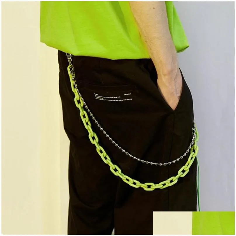 Keychains Punk Hip-hop Pants Waist Chain Street Candy Colors Men Women Acrylic Trousers Hipster Jeans Fashion Jewelry