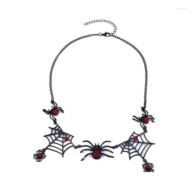Pendant Necklaces Vintage Gothic Exaggerated Black Spider Web Necklace For Women Creative Animal Halloween Gift Party Jewelry