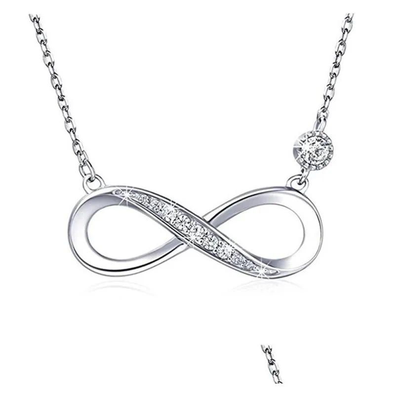 trendy fashion infinity pendant necklace for women 925 sterling silver