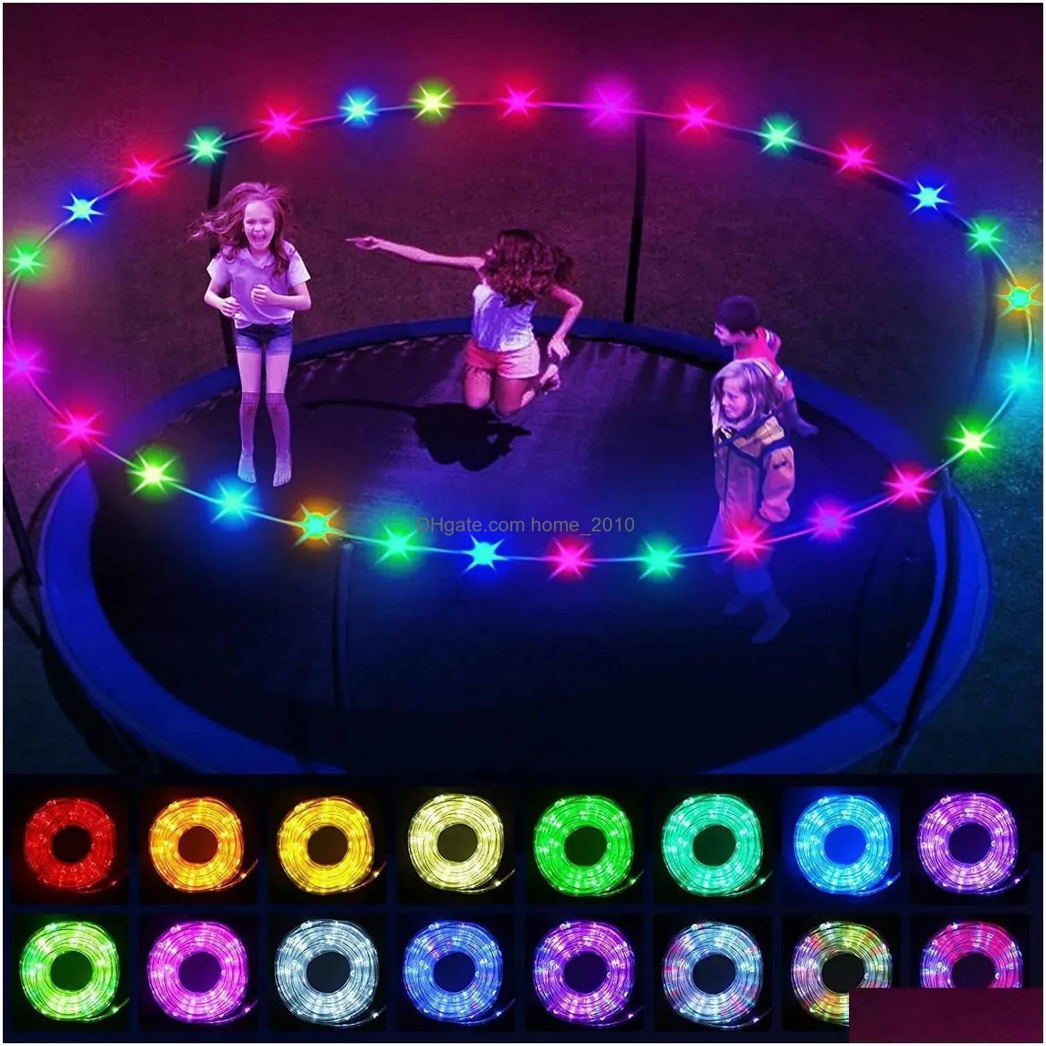 party favor rgb16 color 12m 100lamps led trampoline light led light waterproof battery box outdoor childrens trampoline atmosphere light game