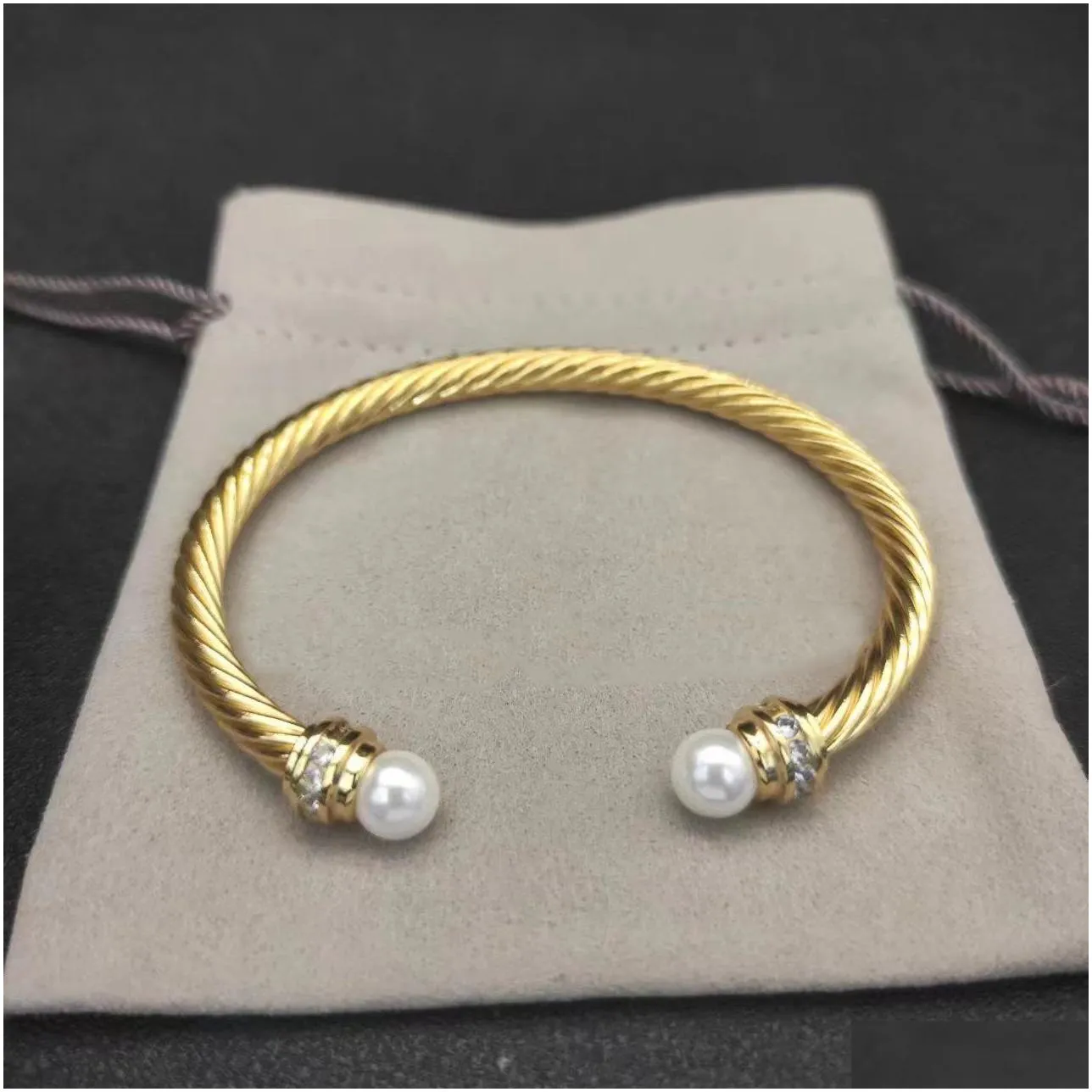 DY twisted bracelet classic luxury bracelets designer for women fashion jewelry gold silver Pearl cross diamond hip hot jewelry party wedding gift