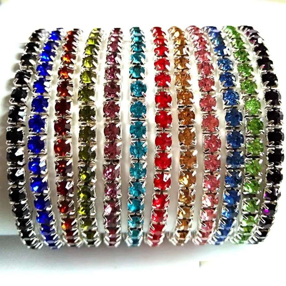 50pcs women`s girls tennis mix elastic crystal bracelets zircon wristband colorful bangle children birthday party gift friendship