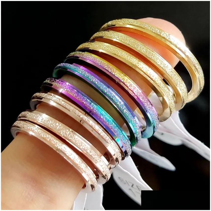 bulk lots 50pcs sand surface band 2mm classic ring mix stainless steel charm ring unisex women wedding jewelry