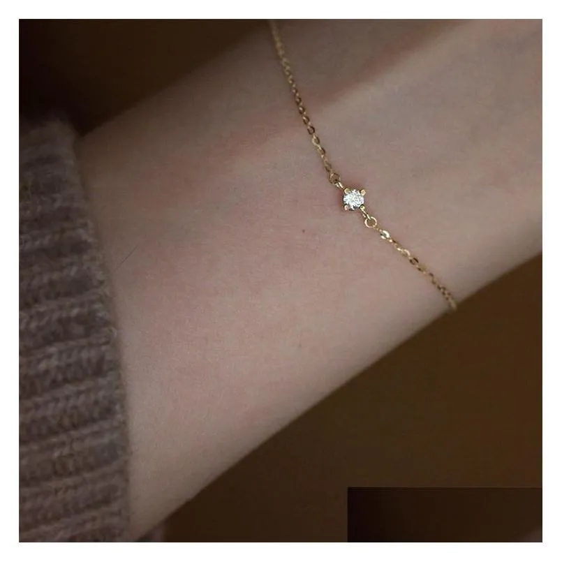 women korean bracelet fashion gold plated s925 lady diamond dainty cz bracelet jewelry