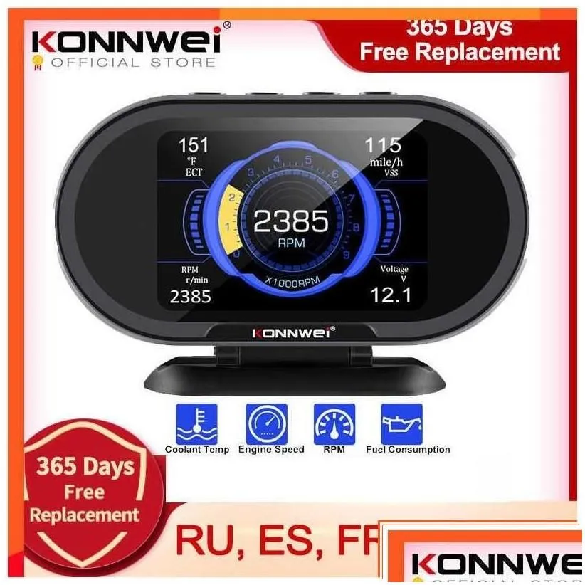 Diagnostic Tools Diagnostic Tools Konnwei Kw206 Obd2 On-Board Computer Car Digital Display Obd 2 Scanner Fuel Consumption Water Temper