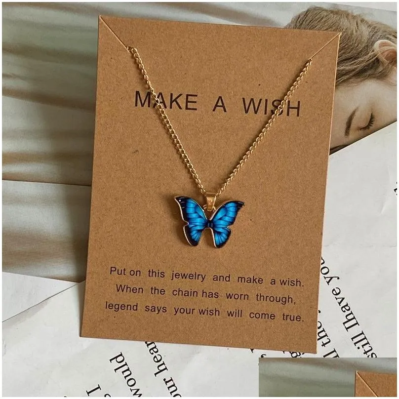 fashion women necklace korea style new butterfly pendant necklace gift for girl cute lovely neck jewelry