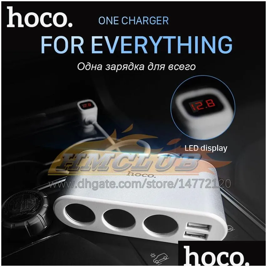 CC435 Car  3 Sockets Cigarette Lighter Adapter Splitter 2 USB Car- with Digital Display Voltage Meter Mobile Phones