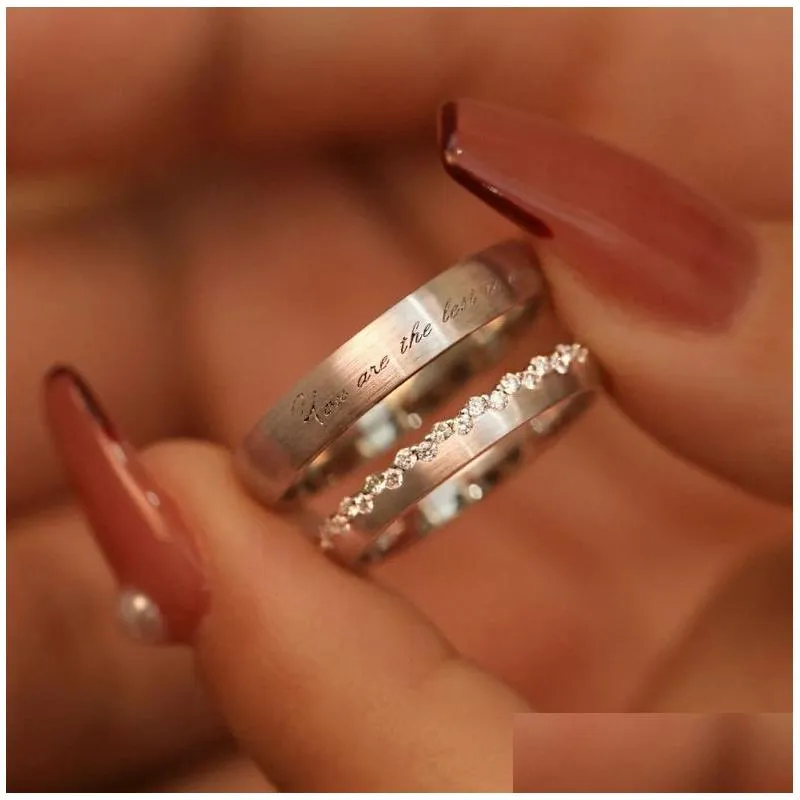 925 sterling silver diamond couple rings for lovers matching wedding jewelry set