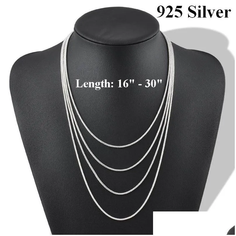 8 sizes snake fine 925 sterling silver italy necklace chains with lobster clasps link for charms pendant wedding party trendy jewelry