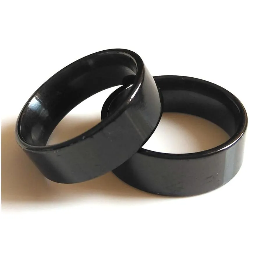 50pcs black comfort-fit 8mm band ring man women classic simple finger ring 316l stainless steel jewelry sizes assorted brand new