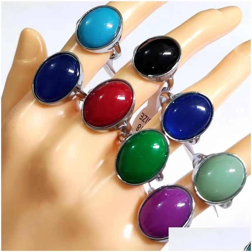 100pcs/lot vintage oval shape women rhinestone stone silver alloy ring color mix party jewelry wedding accessories wholesale lots