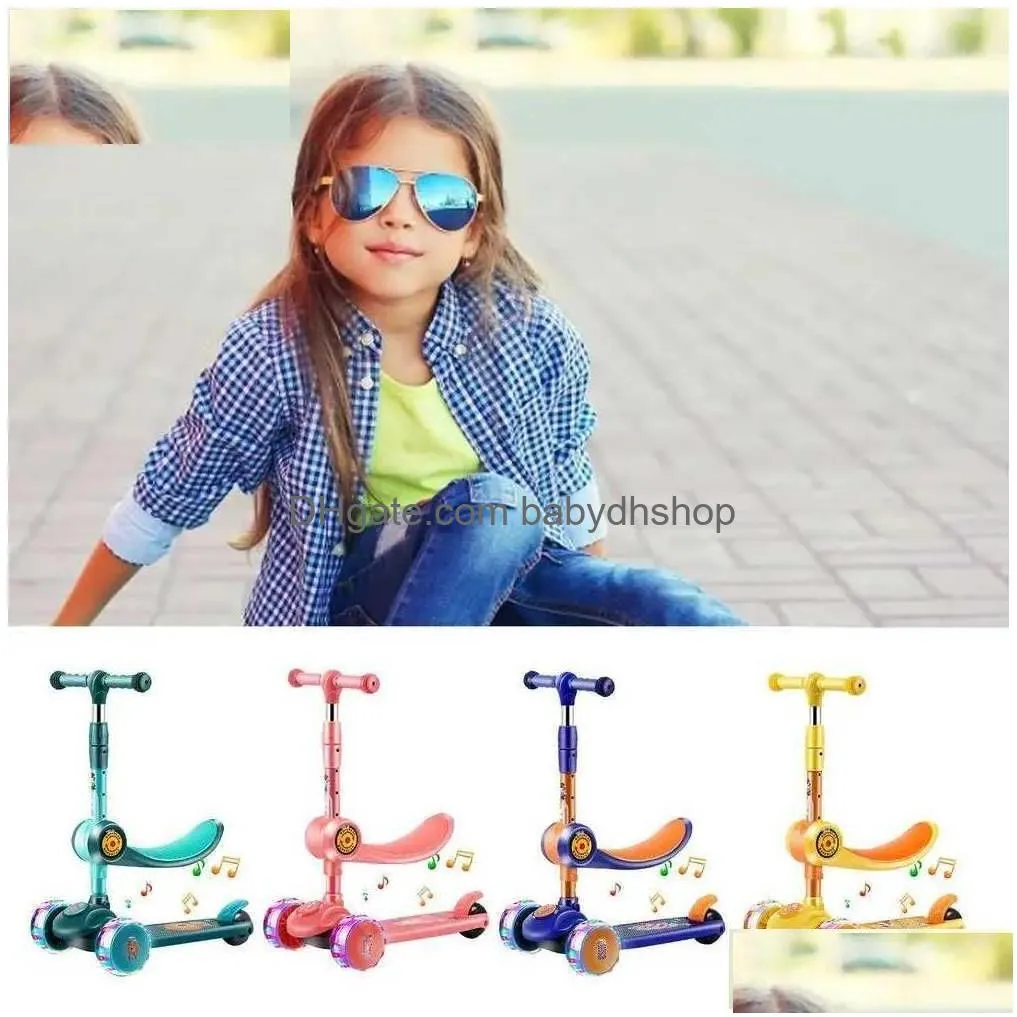 bikes ride-ons childrens kick scooter folding skateboard kids adjustable height flashing light 3 wheels foot scooters boy girl scooter gifts