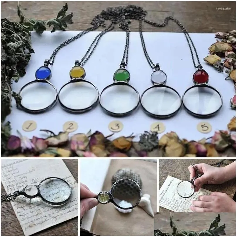 Pendant Necklaces Magnifying Glass Necklace Vintage Magnifier Lens For Book Spaper Reading Needlework Jewelry Gift