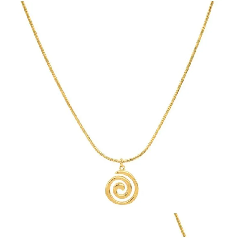 snake chain vortex spiral pendant necklace waterproof tarnish free 18k gold plated jewelry 316l stainless steel accessories