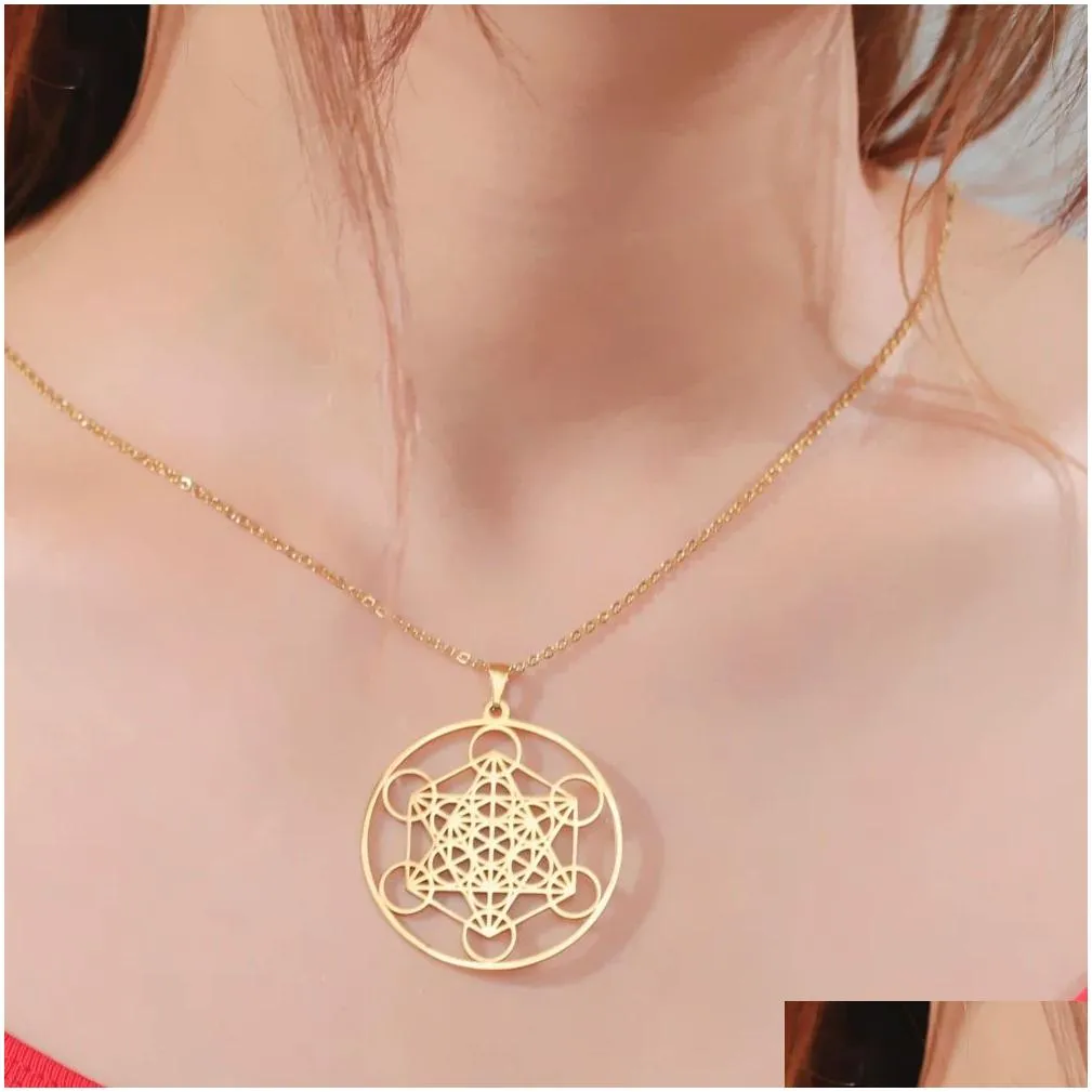 angel seal archangel metatron cube necklace women men sacred geometry amulet religious spiritual jewelry