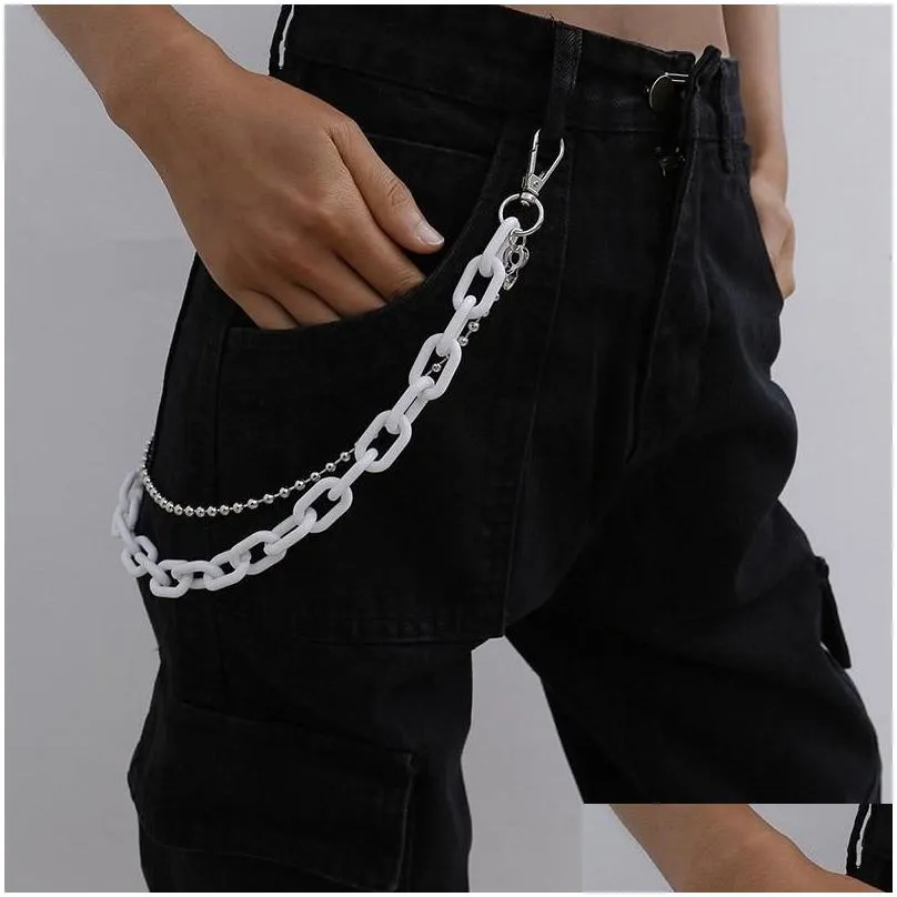 Keychains Punk Hip-hop Pants Waist Chain Street Candy Colors Men Women Acrylic Trousers Hipster Jeans Fashion Jewelry