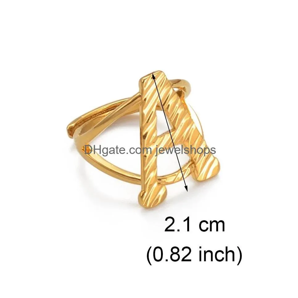 a-z letters ring women girl gold color african initial rings resizable english jewelry alphabet finger ring arab