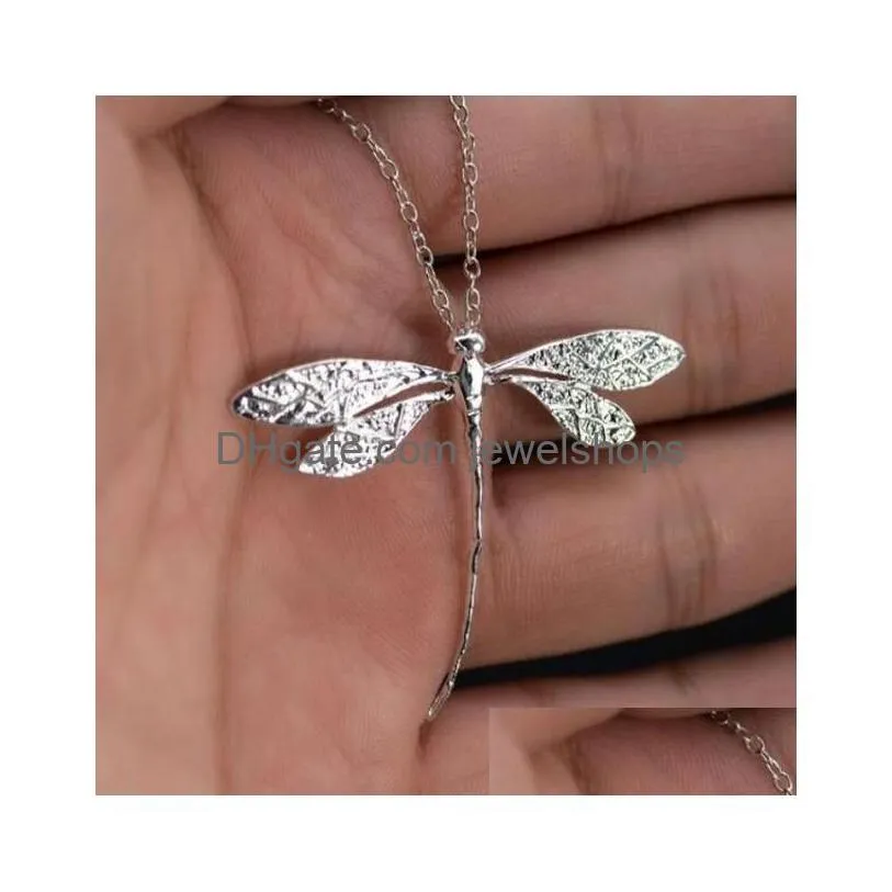 fashion charms 925 sterling silver cz dragonfly women pendant necklace for pedant clavicle sweater jewelry gift