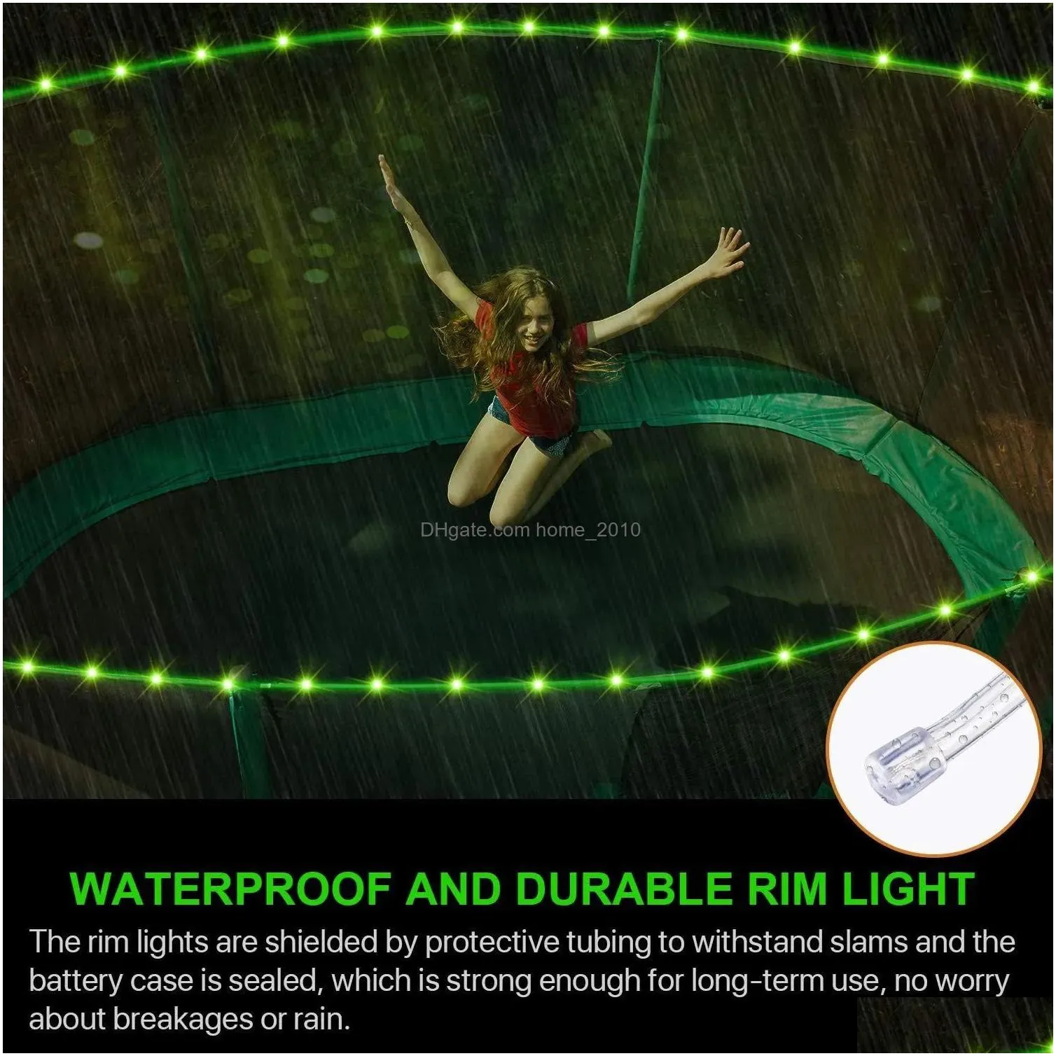 party favor rgb16 color 12m 100lamps led trampoline light led light waterproof battery box outdoor childrens trampoline atmosphere light game